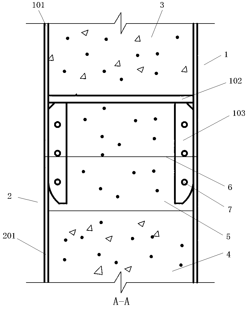 Self-positioning joint between fabricated concrete filled steel tubular columns and construction method thereof