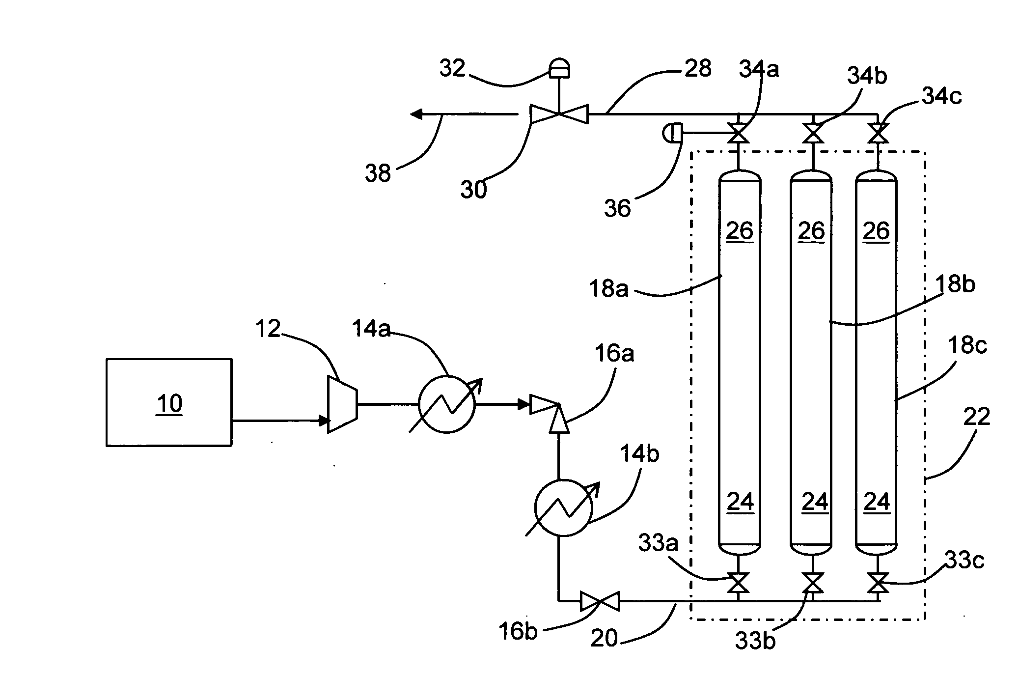 Apparatus and method for flowing compressed fluids into and out of containment