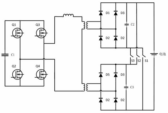 Online output series-parallel connection automatic switching device and method for electric vehicle charger