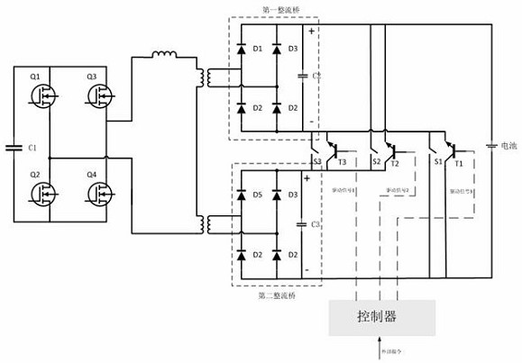 Online output series-parallel connection automatic switching device and method for electric vehicle charger