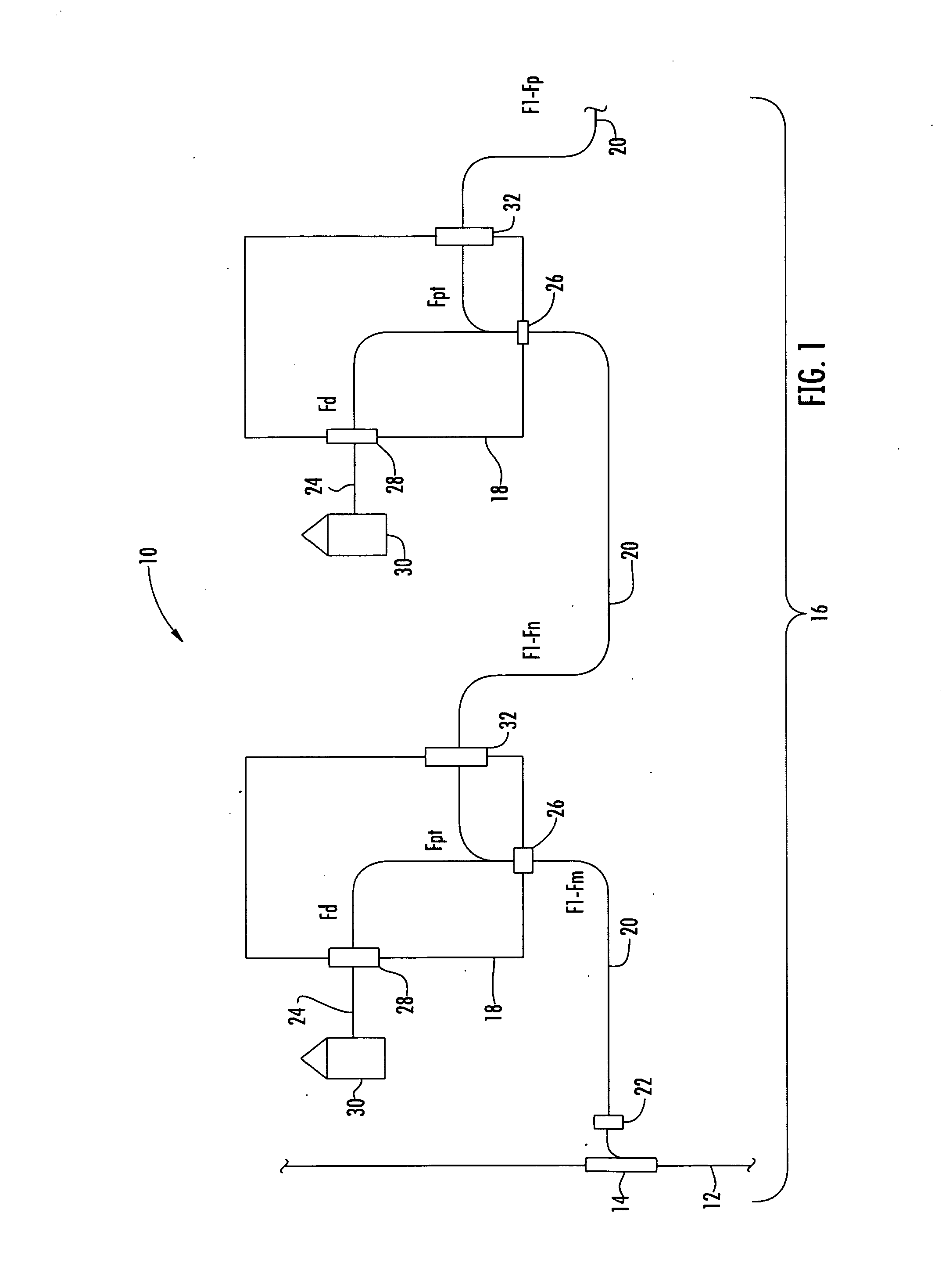 Fiber Optic Network Architecture Having Optical Connection Terminals in Series Arrangement