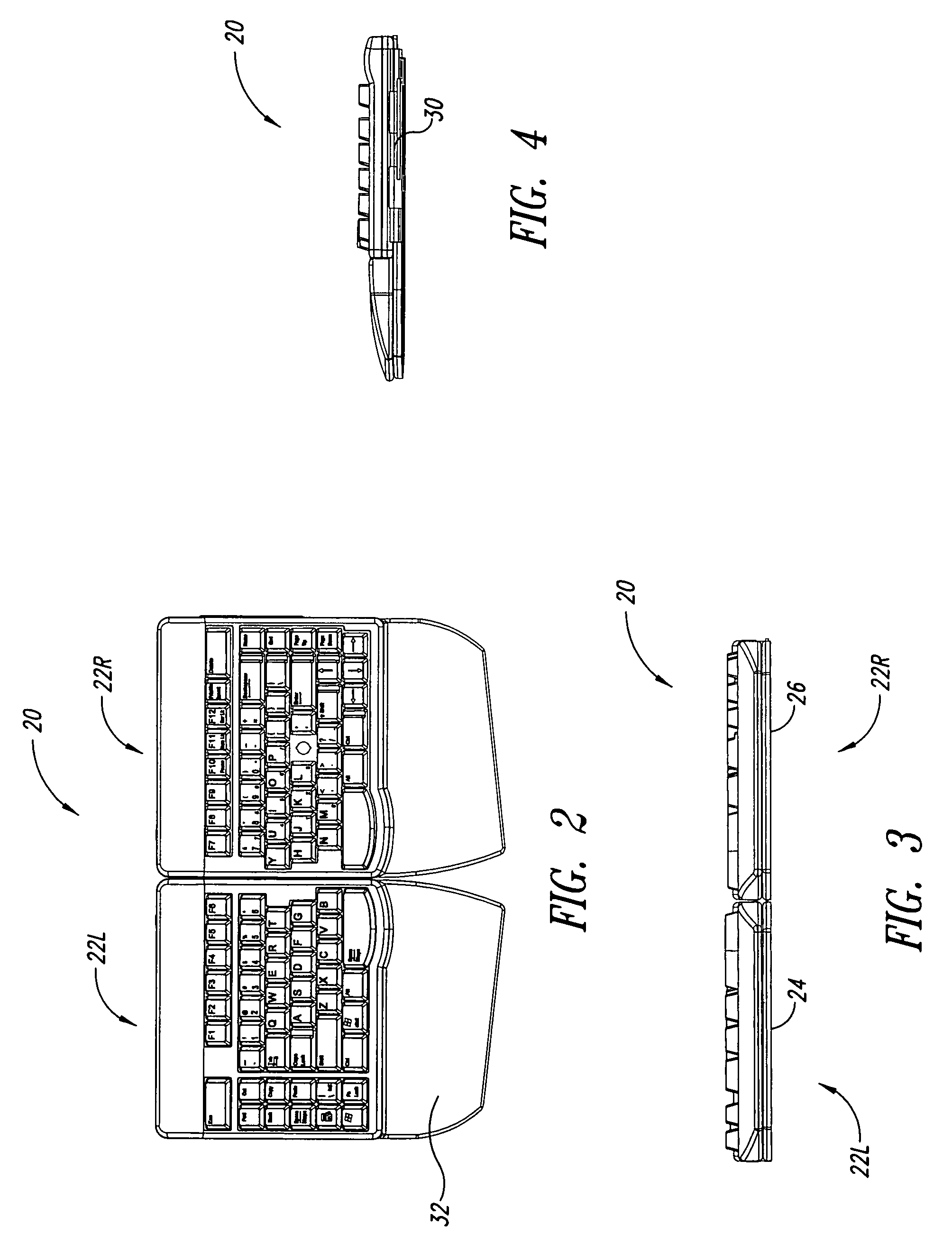 Keyboard with a pair of pivotable keying modules