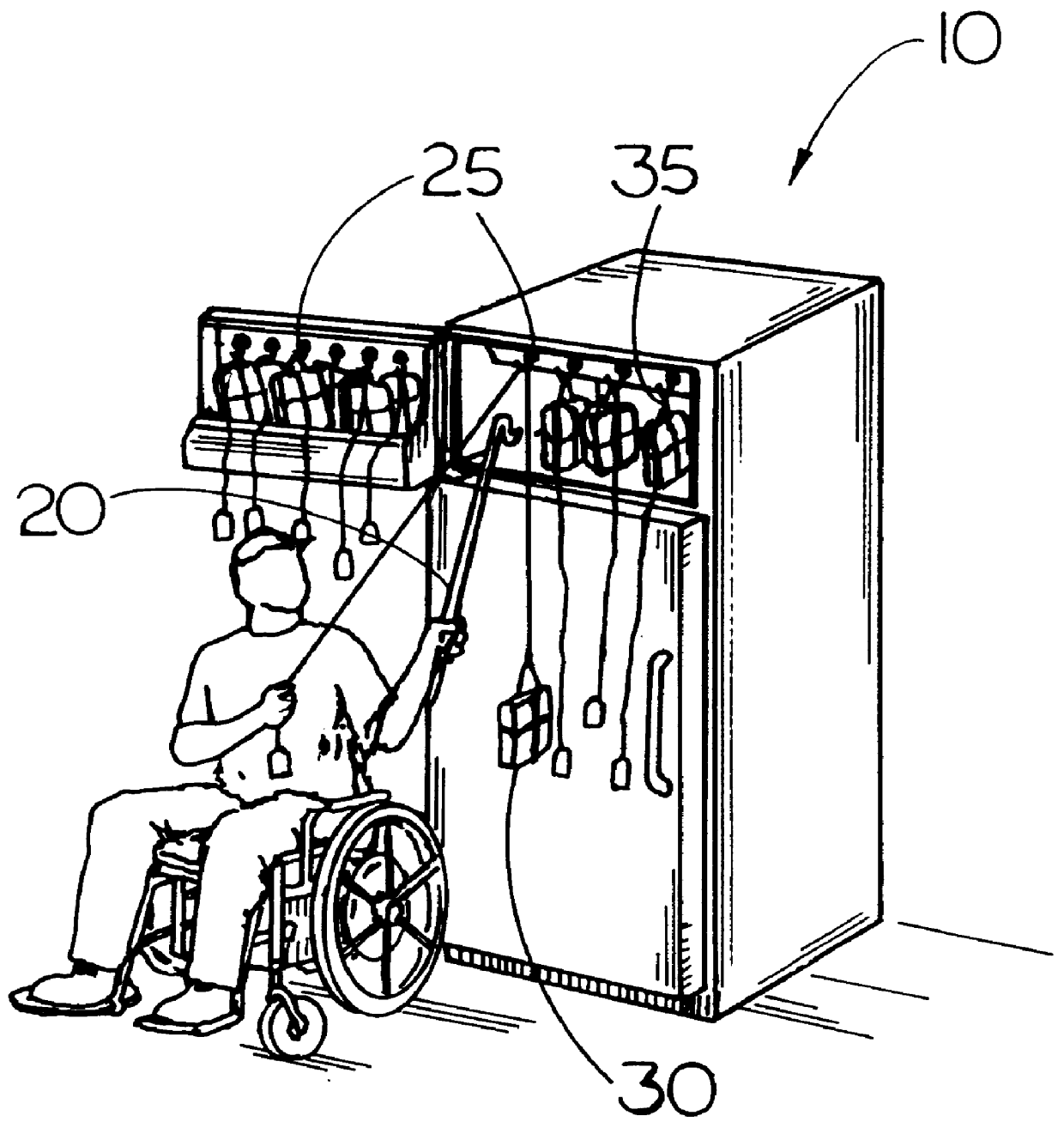 Method and apparatus for aiding the handicapped in placing and retrieving items