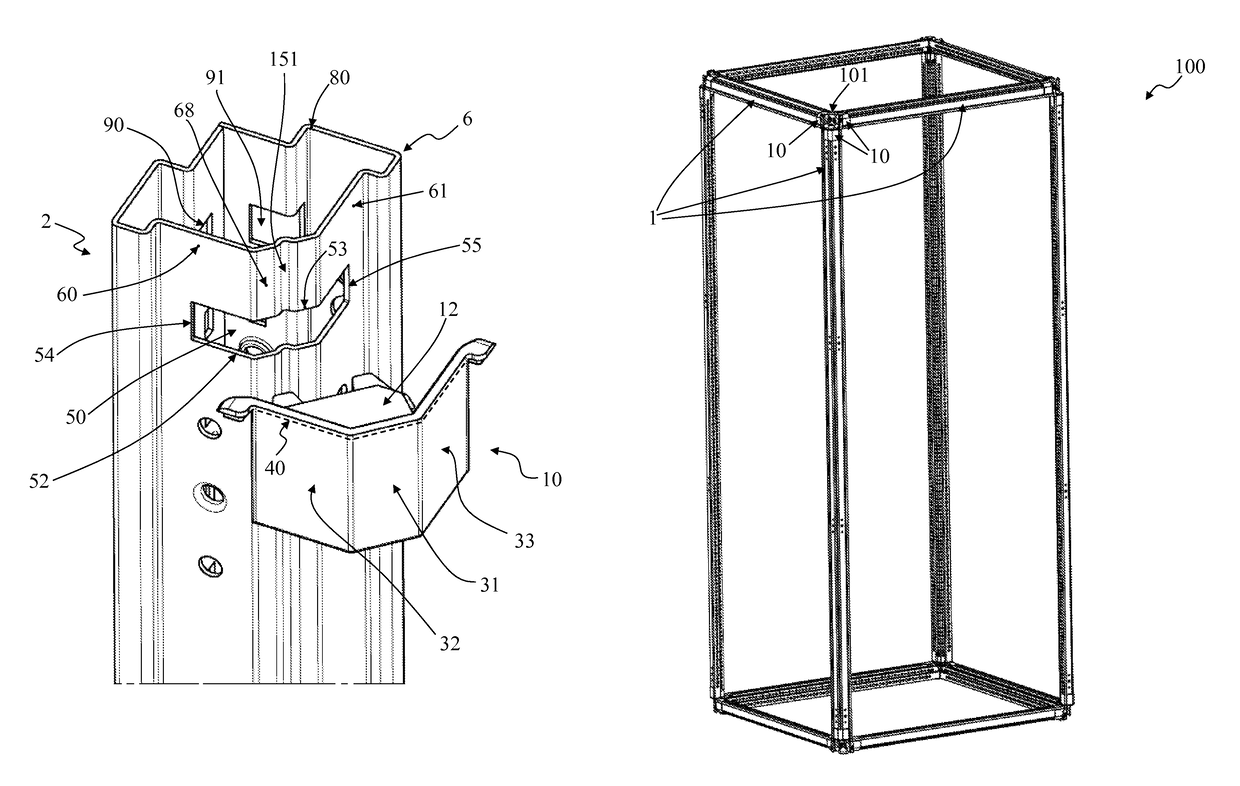 Frame assembly for a switchboard and related frame and switchboard