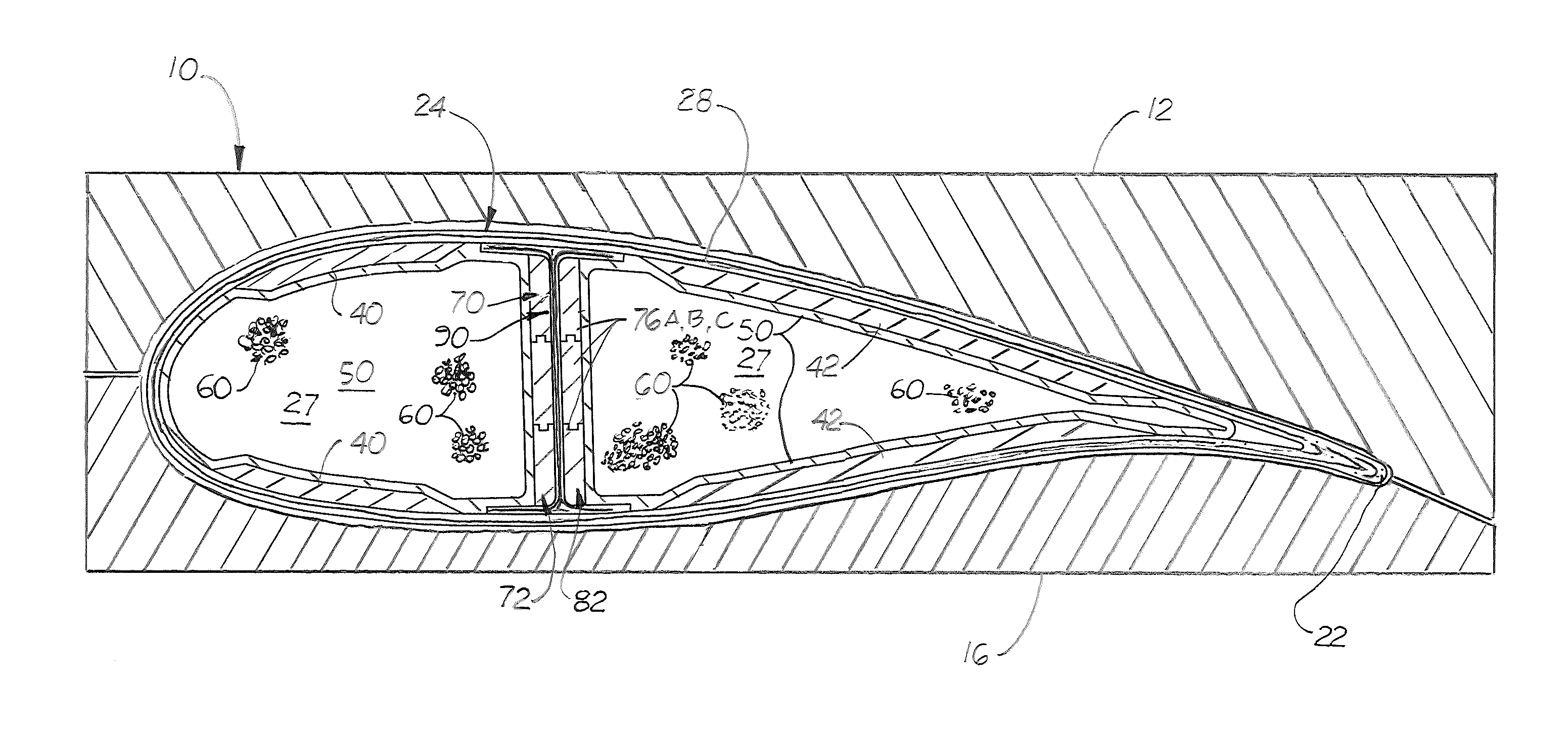 Method of manufacturing hollow composite parts with in situ formed internal structures