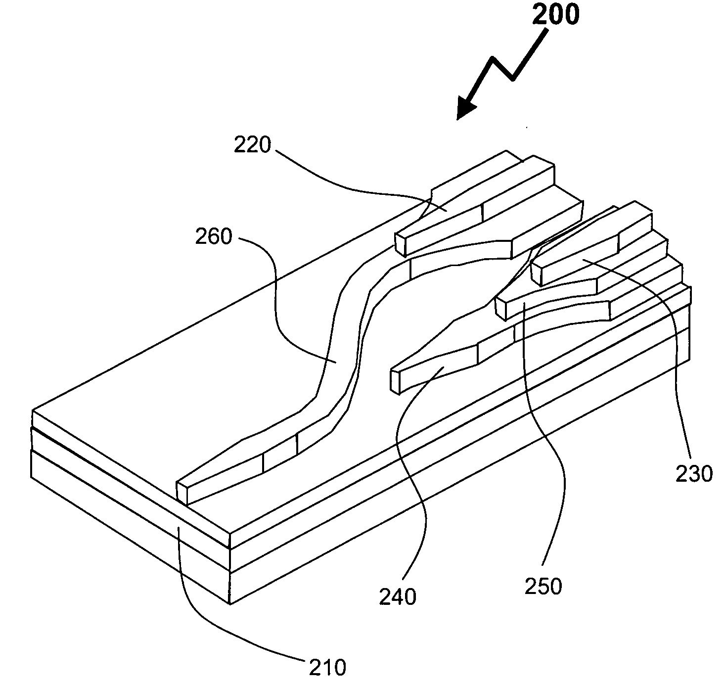 Integrated optics arrangement for wavelength (De)multiplexing in a multi-grade vertical stack