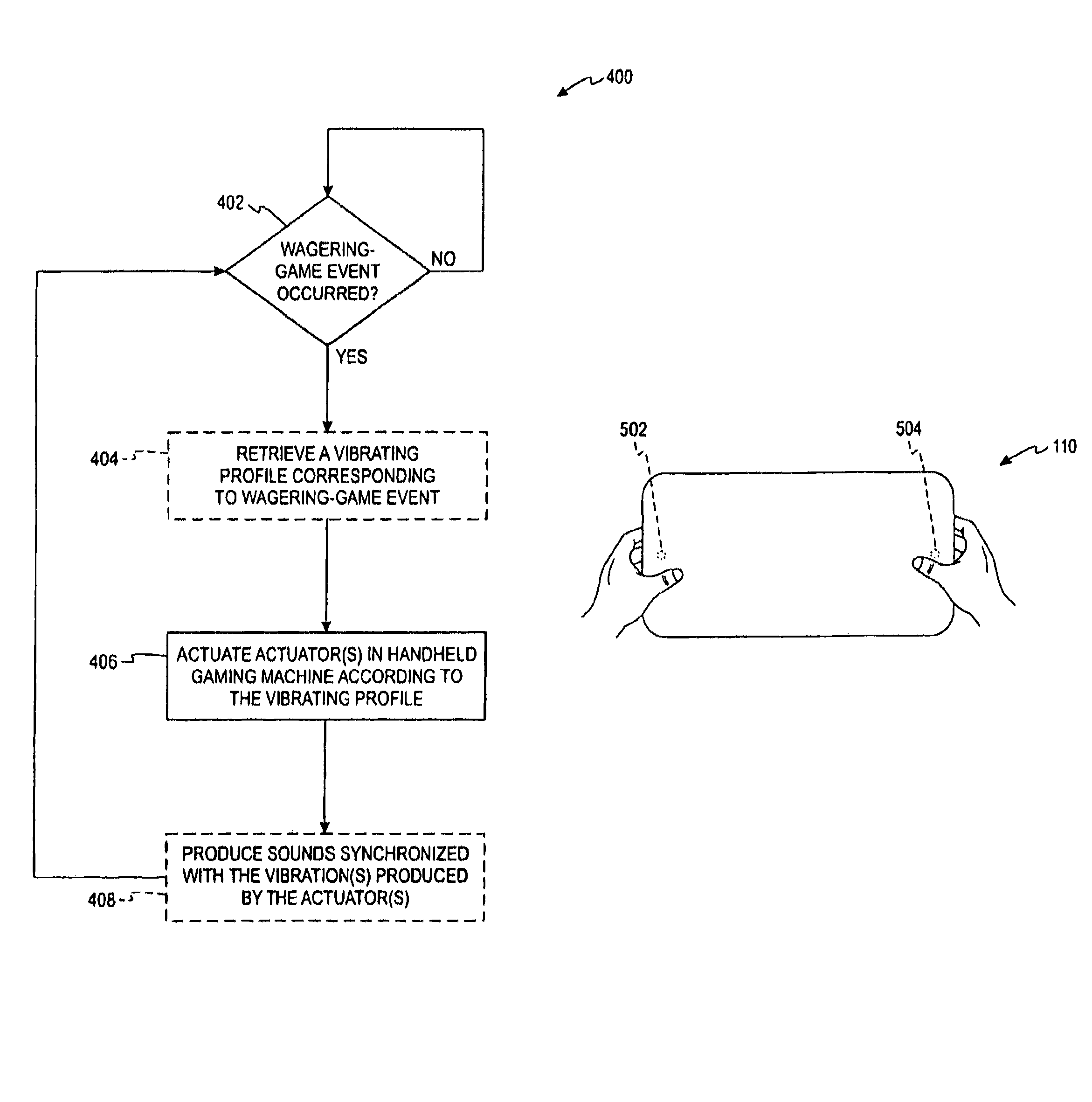 Portable wagering game with vibrational cues and feedback mechanism