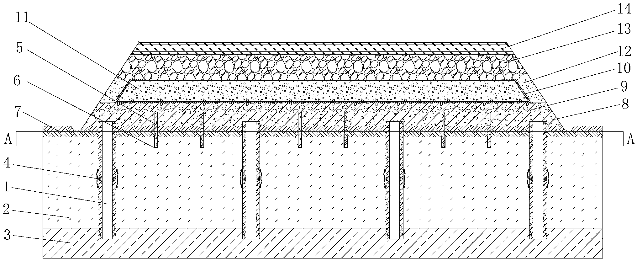 Prefabricated tube pile embankment structure and construction method thereof