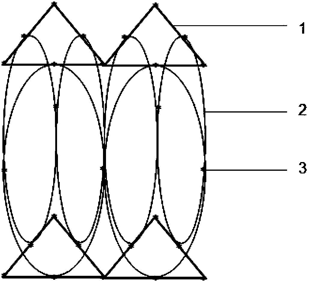 Elliptic stereoscopic triangular meshy magic cube structural component