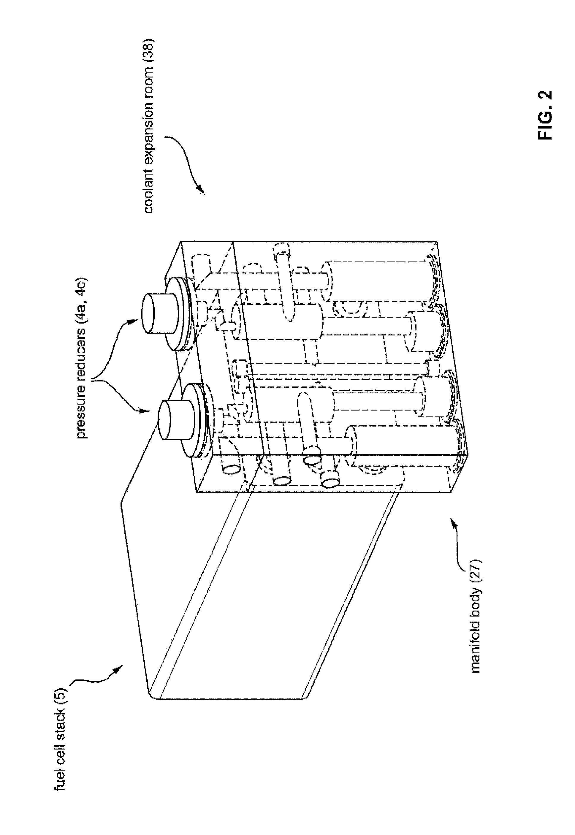 Back-up fuel cell electric generator comprising a compact manifold body, and methods of managing the operation thereof