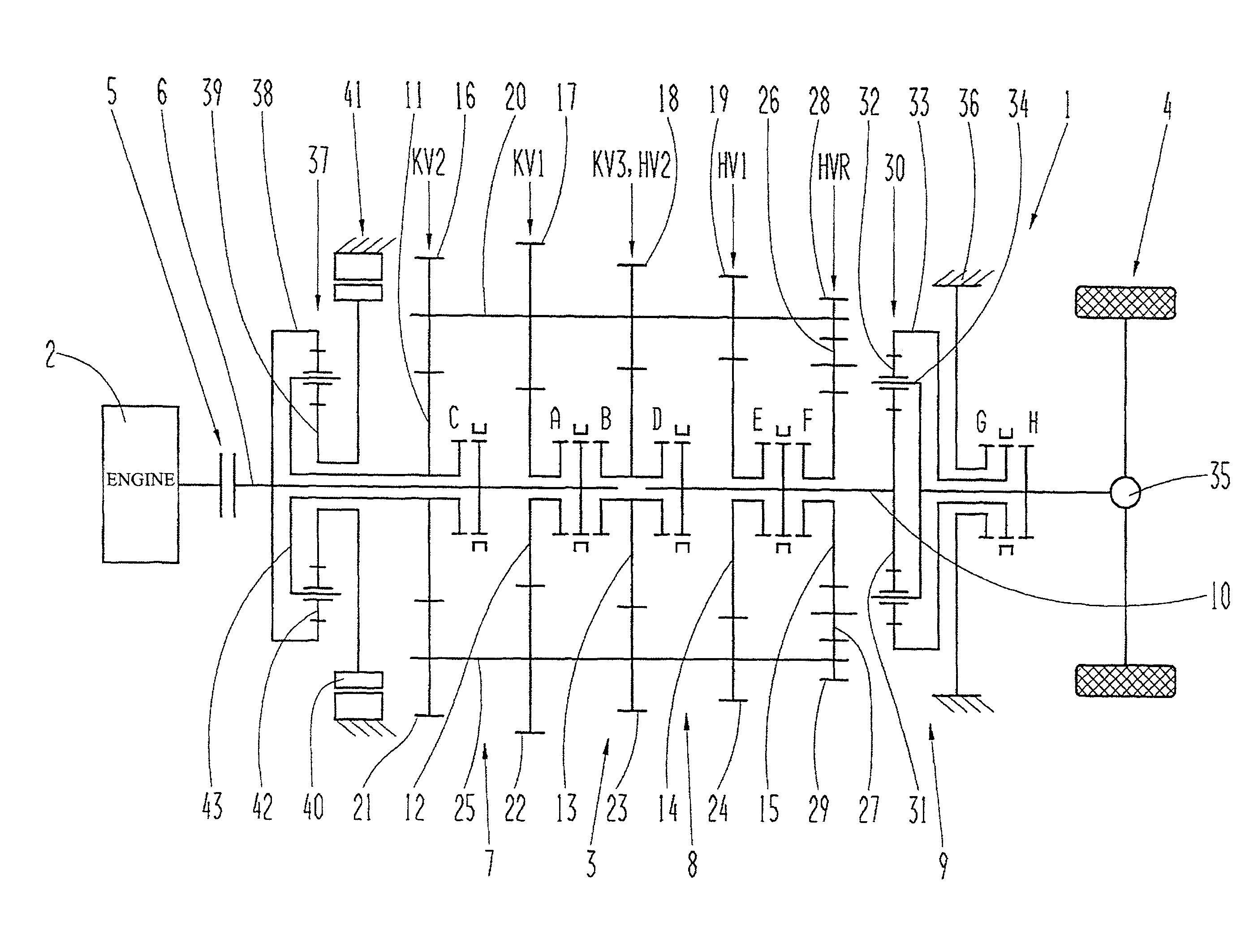 Range-change transmission with an electric engine