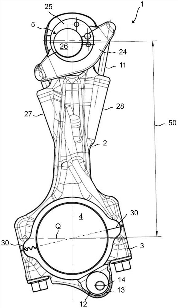 Connecting rod for internal combustion engine with variable compression ratio