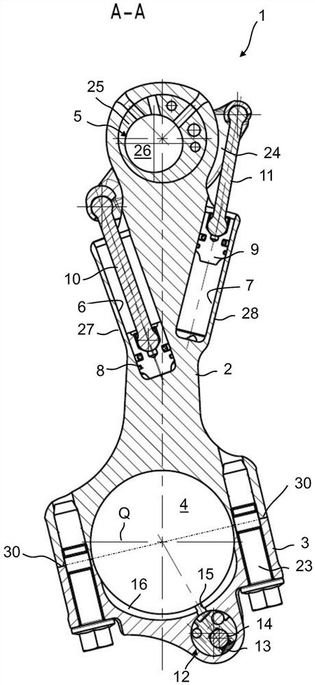 Connecting rod for internal combustion engine with variable compression ratio