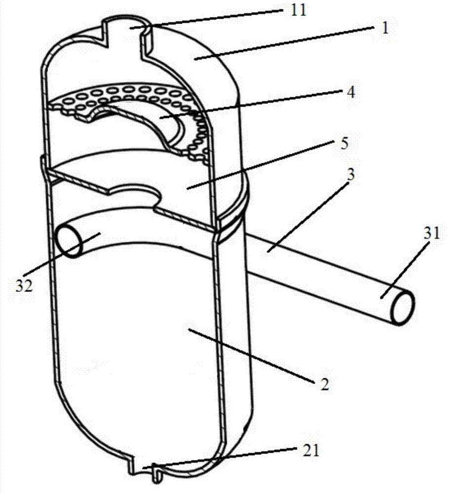 A liquid-draining gas-liquid separator