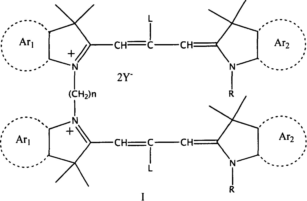 Dimer cyanine dye in use for DVD-R at high speed, and synthesis method