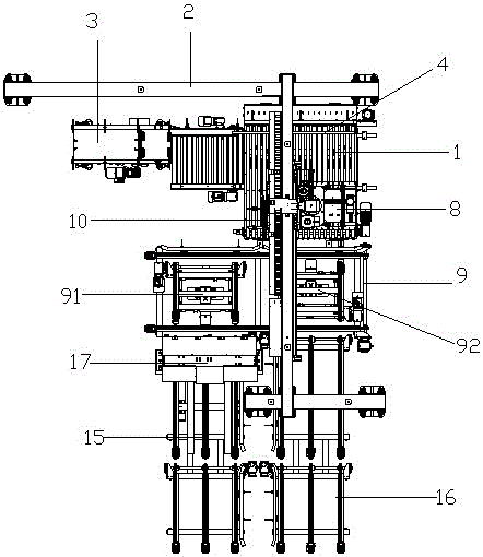 Truss robot stacking work station structure and use method thereof