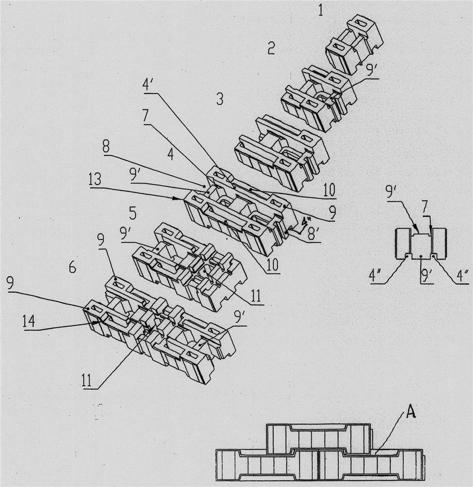 Structural columns assembled from interlocking combined blocks and assembly equipment