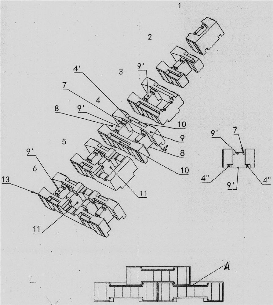 Structural columns assembled from interlocking combined blocks and assembly equipment