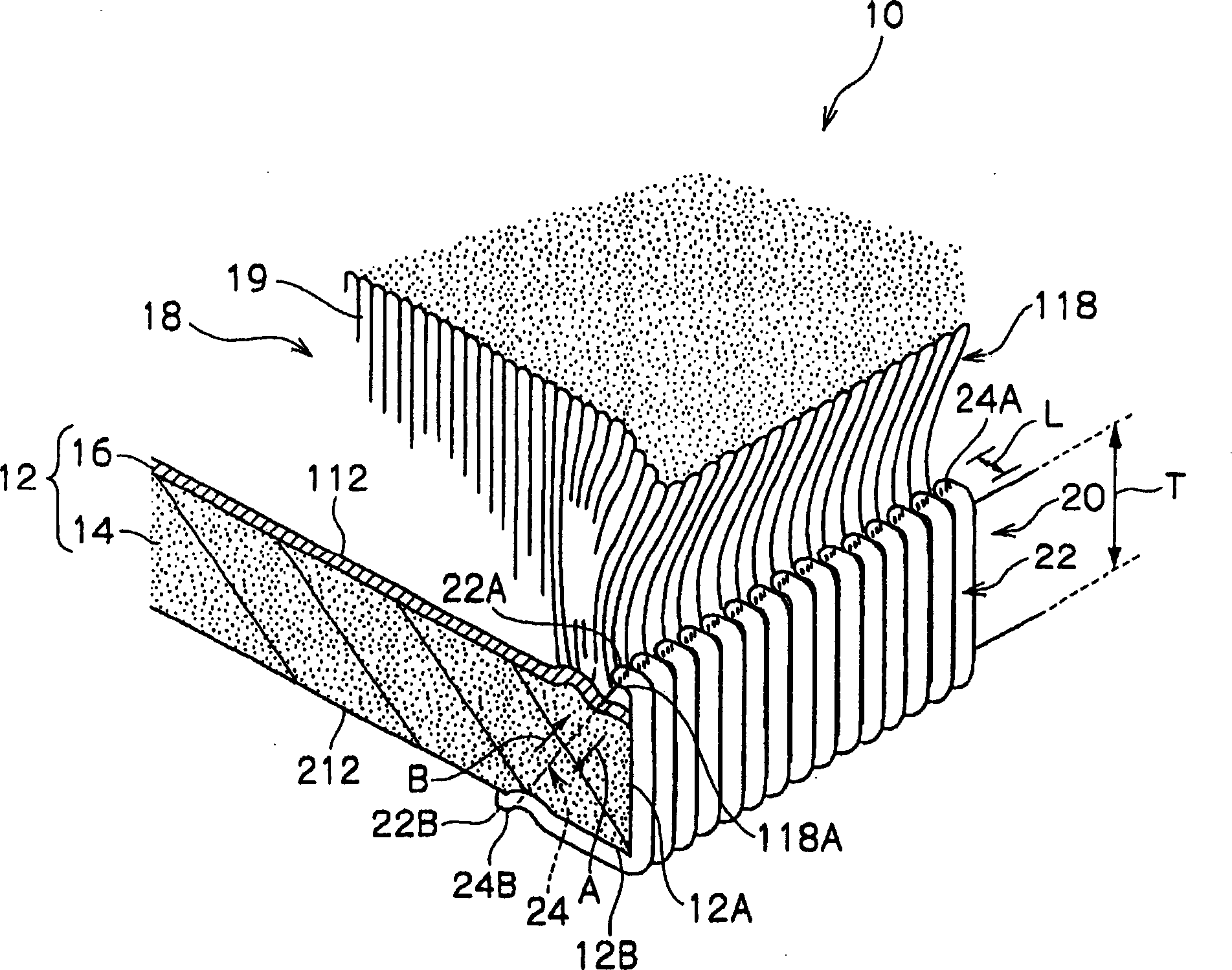 Pad material, method of sewing pad material and apparatus of sewing pad material