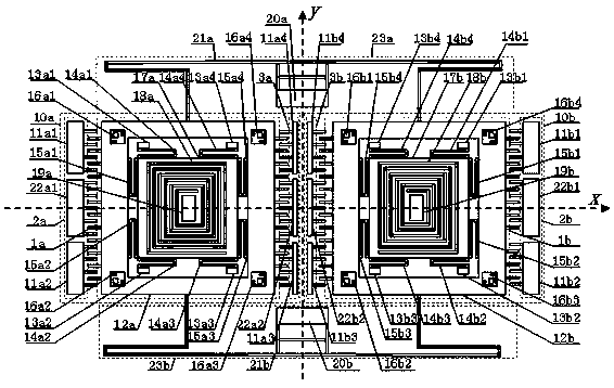 High-precision dual-mass silicon micro-gyro device based on tunnel magneto-resistance effect