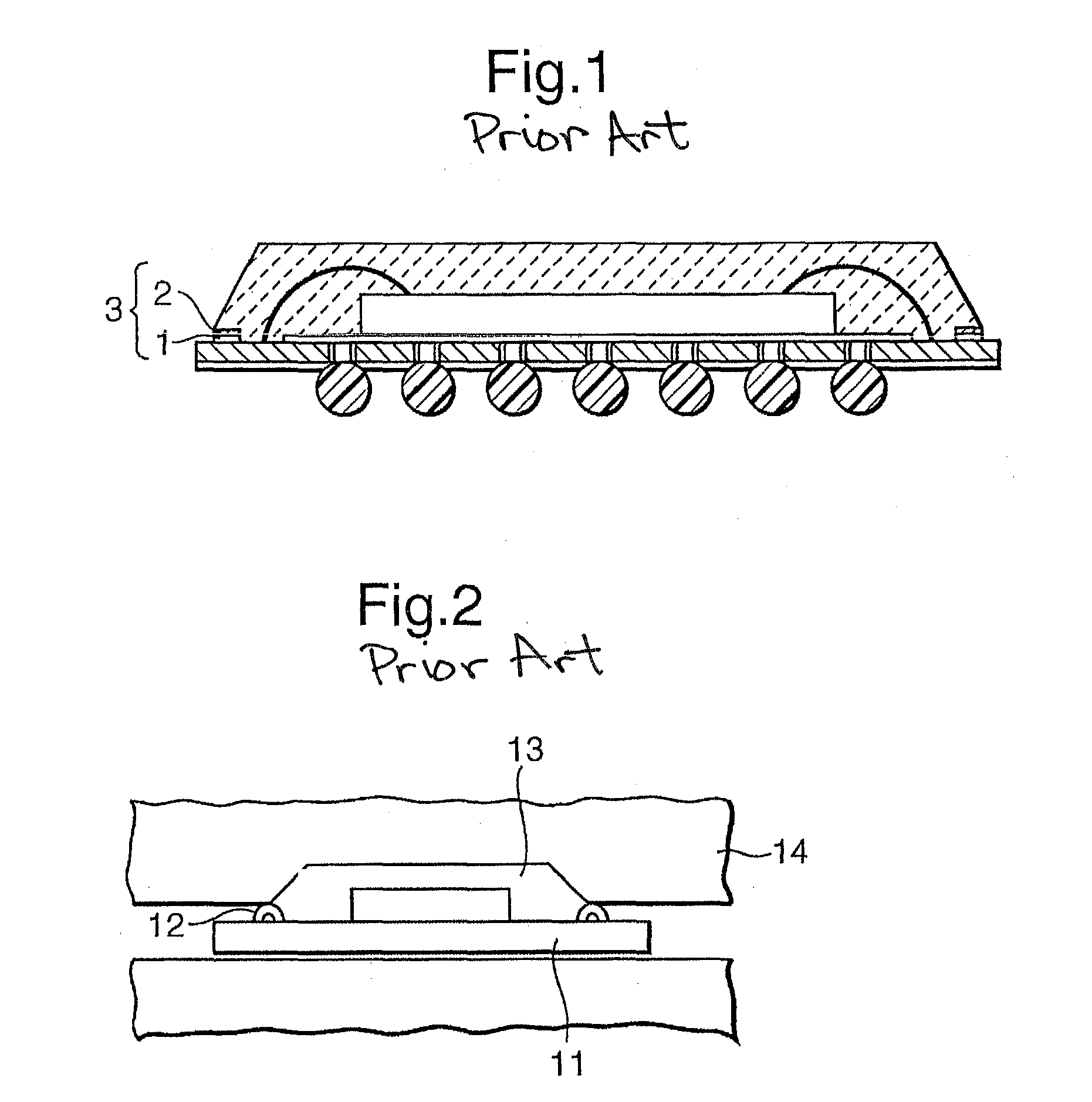 Semiconductor device having resin-sealed area on circuit board thereof