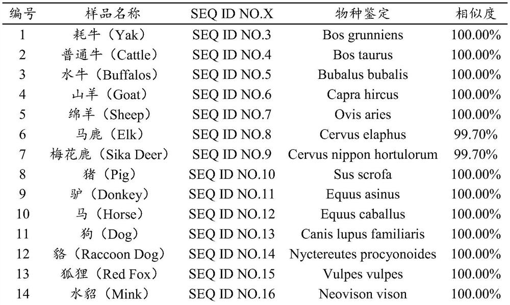 DNA metabarcoding detection target sequence, detection kit and detection method for screening animal provenance components in meat products