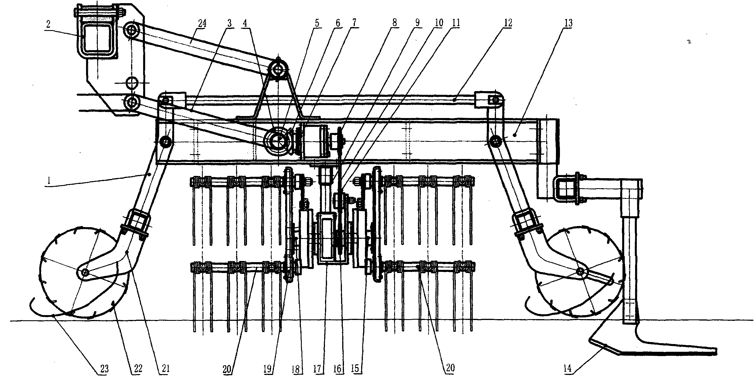 Uniset for mechanical soil-loosening and weeding of crop seedling belt