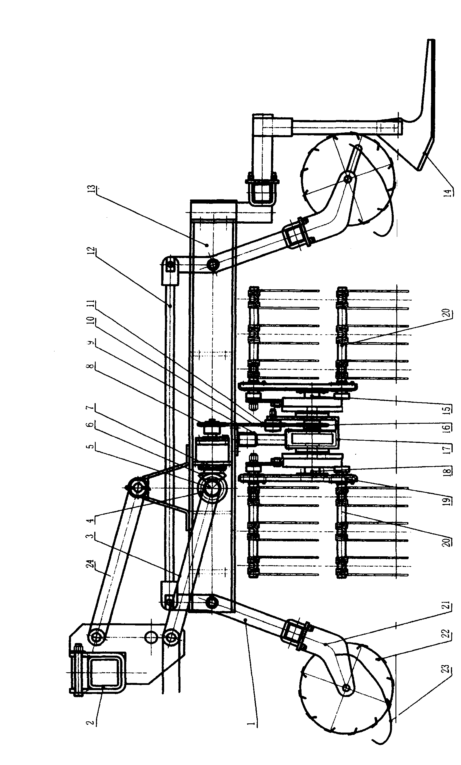 Uniset for mechanical soil-loosening and weeding of crop seedling belt