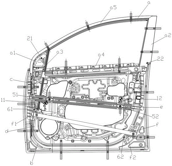 Positioning method of left front side car door inner panel assembly
