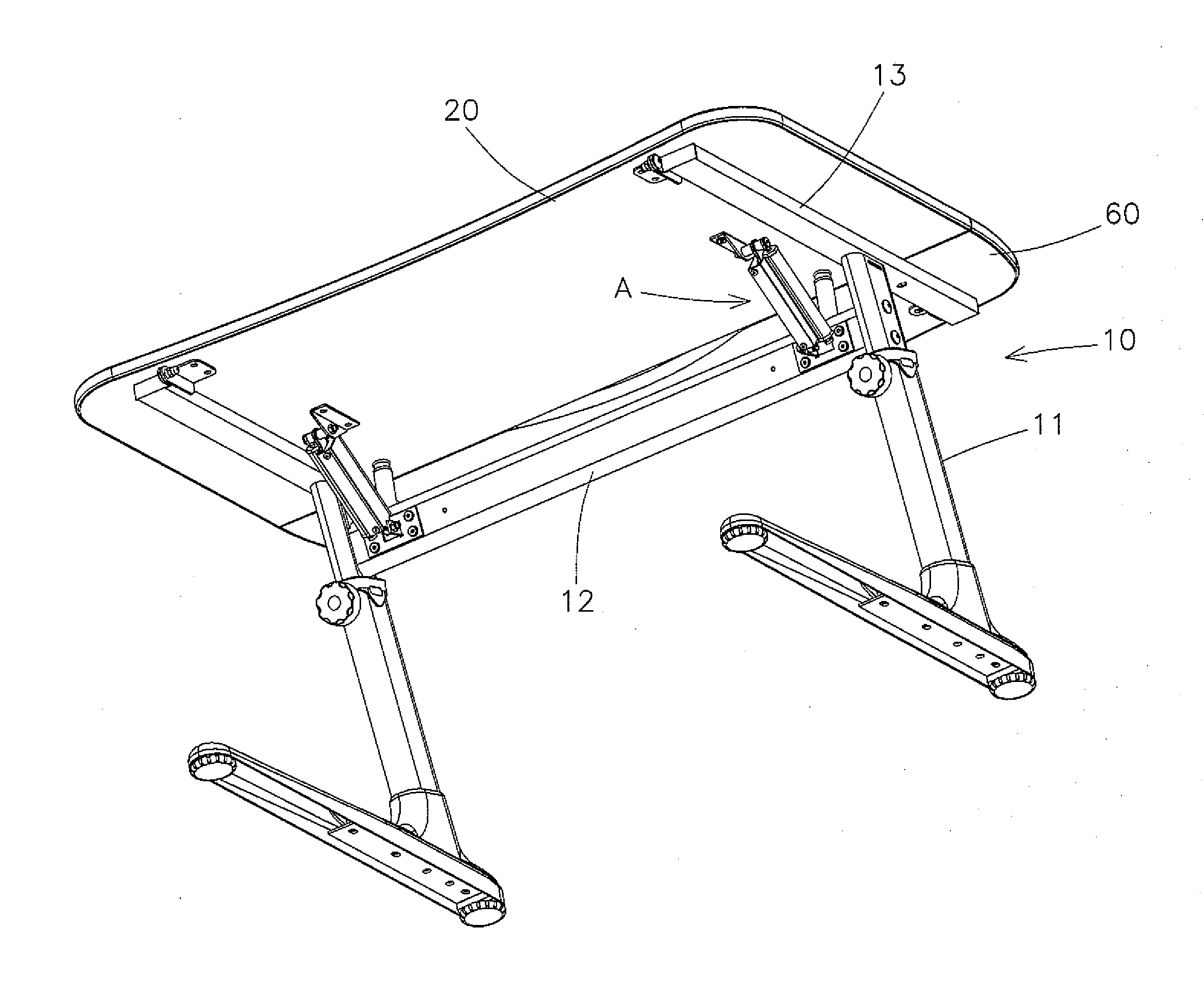 Angle Inclining Structure for a Desk