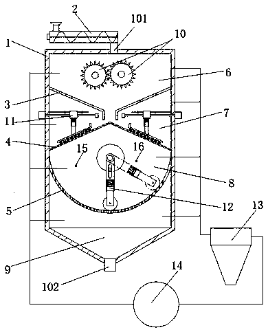 Grinding device for calcium carbonate powder