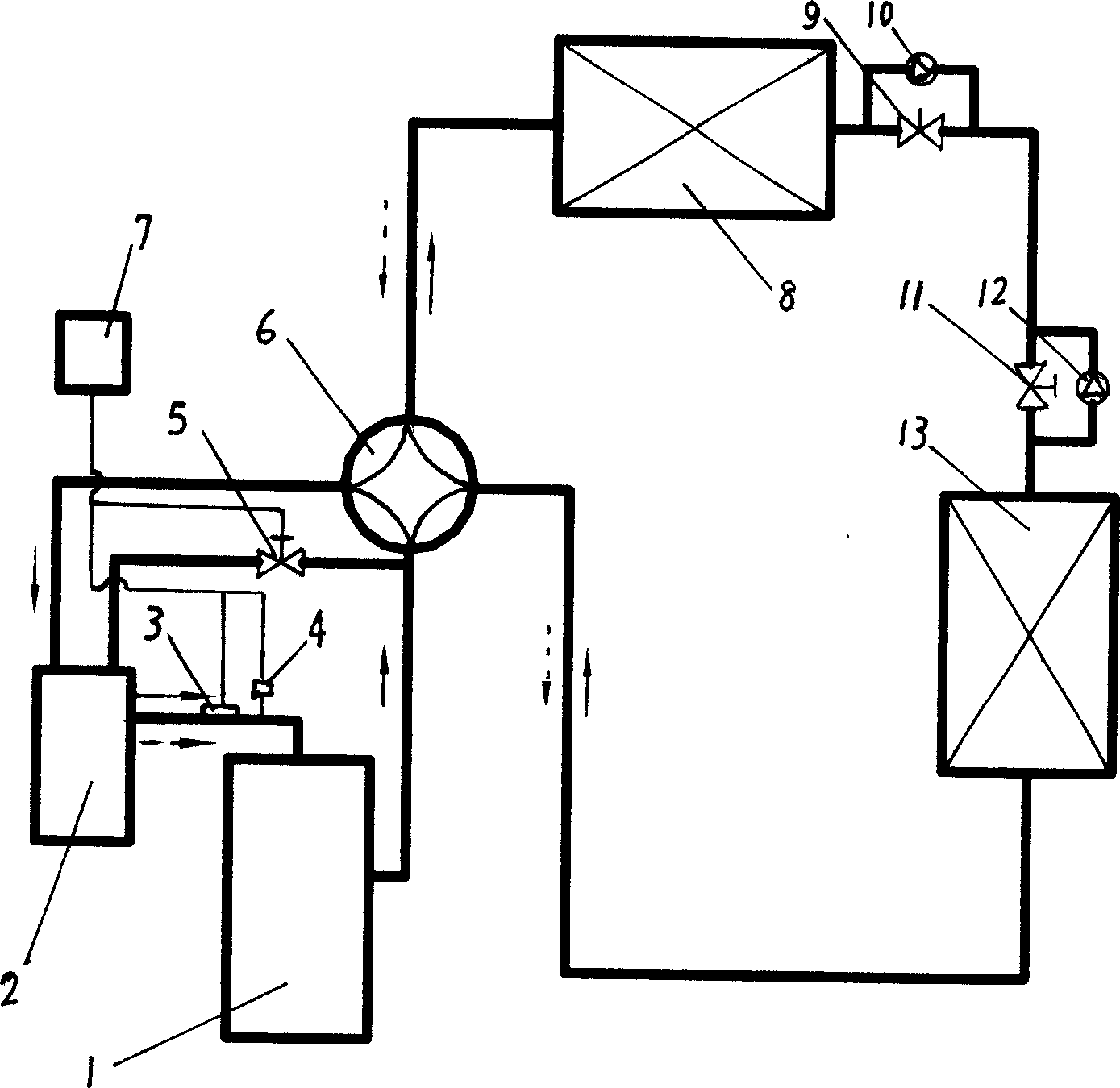 Low-temperature heating bypass system of air source heat pump