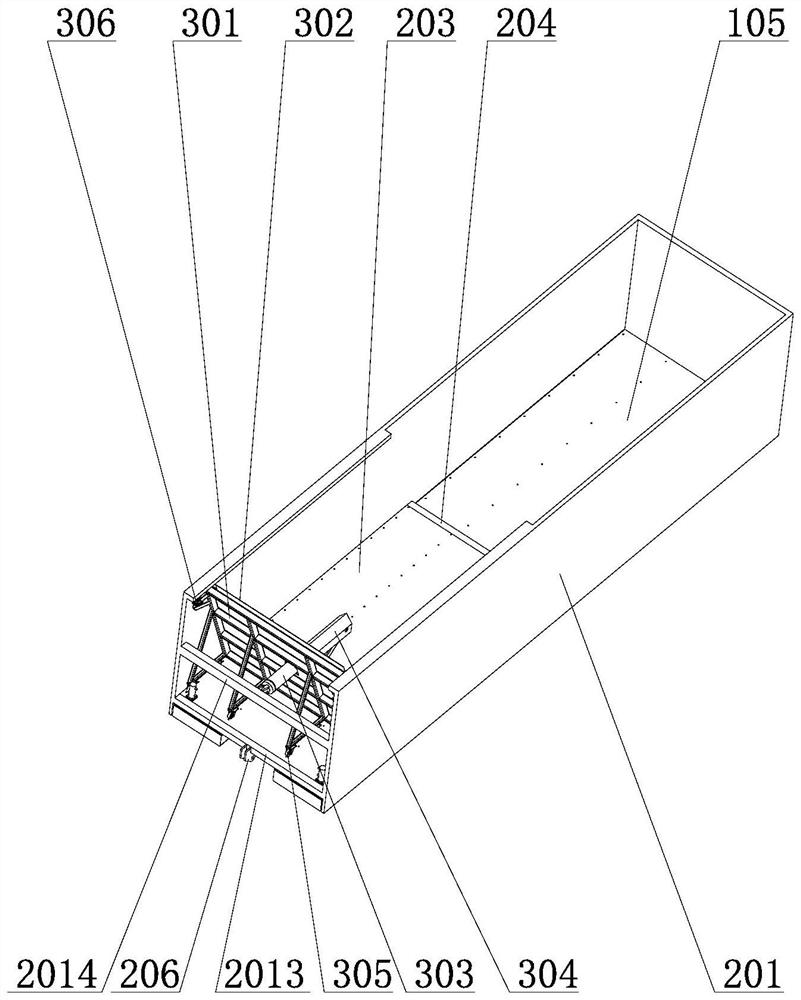 Two-stage linkage rolling and sliding discharging device for self-discharging semitrailer