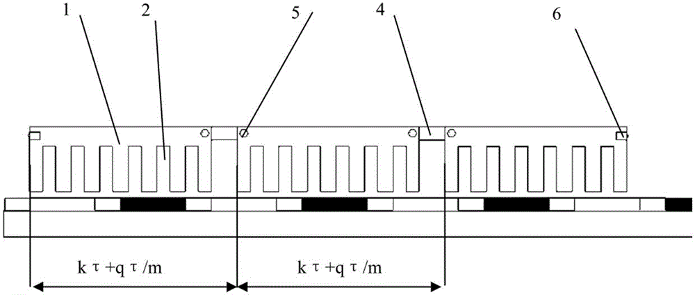 Low-thrust fluctuation matrix combined iron core primary permanent magnet linear synchronous motor