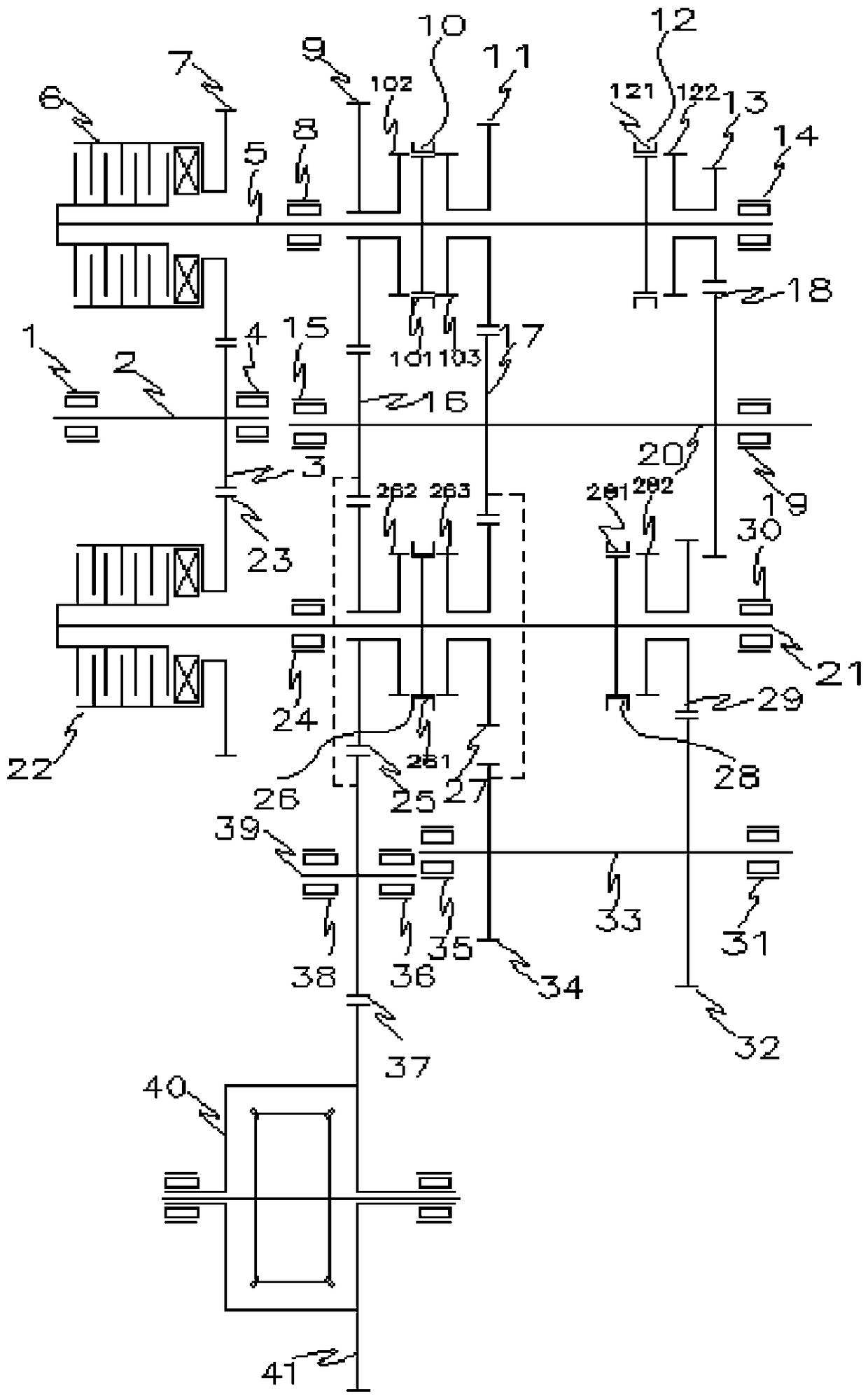 Double-clutch-type automatic gearbox transmission mechanism