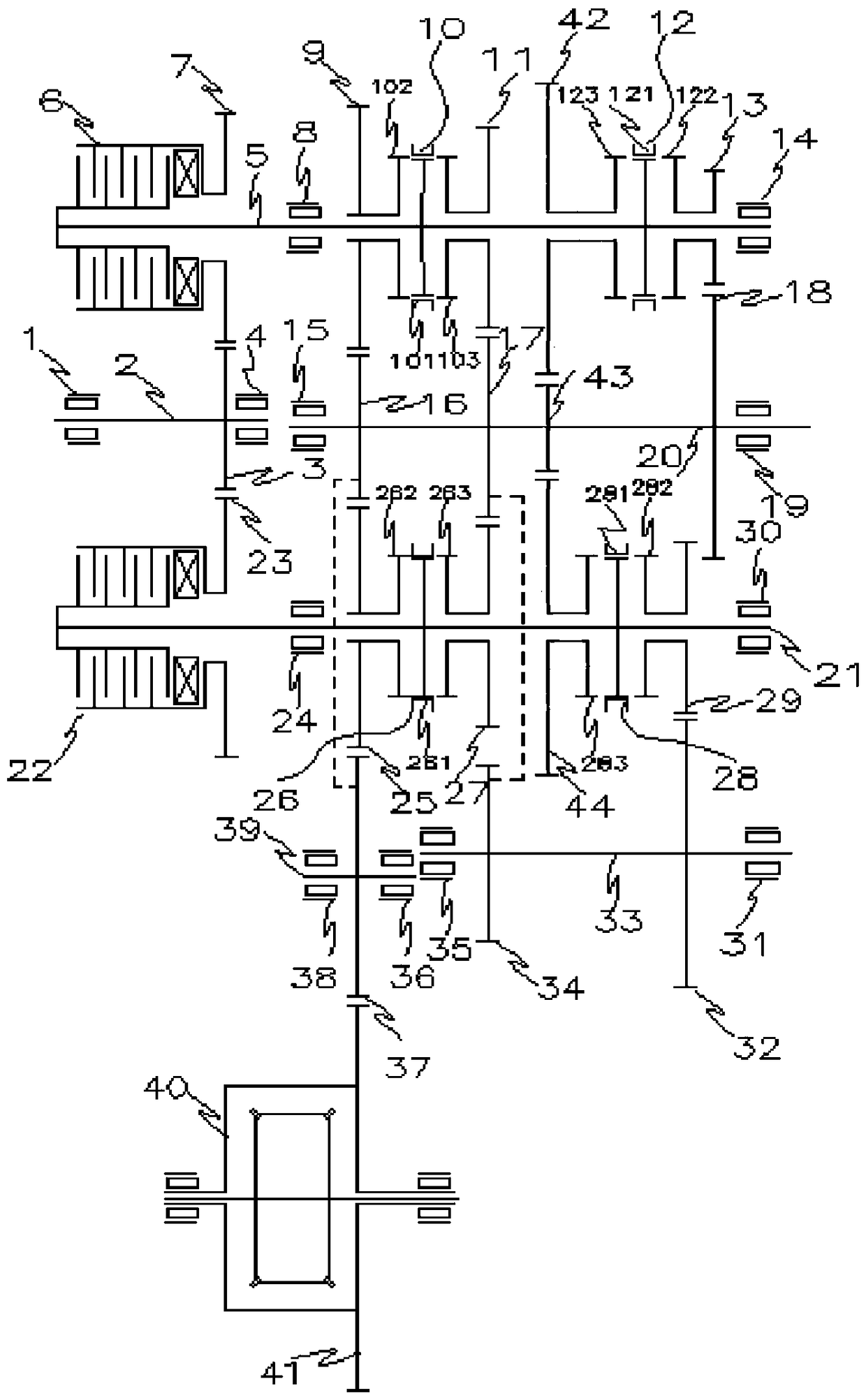 Double-clutch-type automatic gearbox transmission mechanism