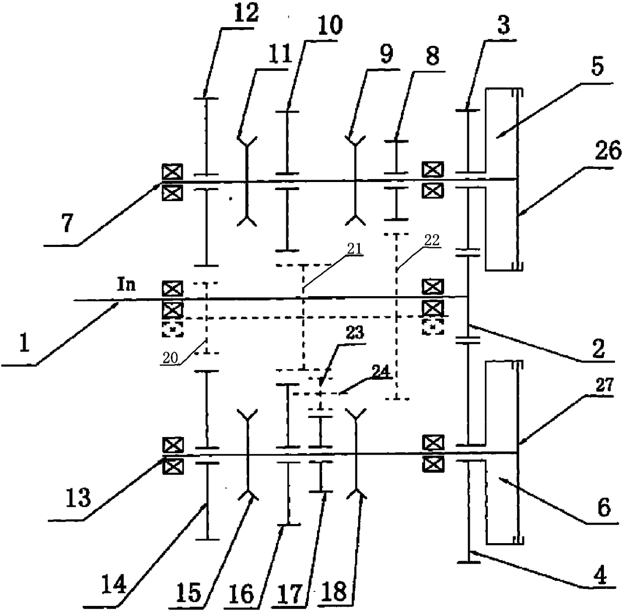 Double-clutch-type automatic gearbox transmission mechanism