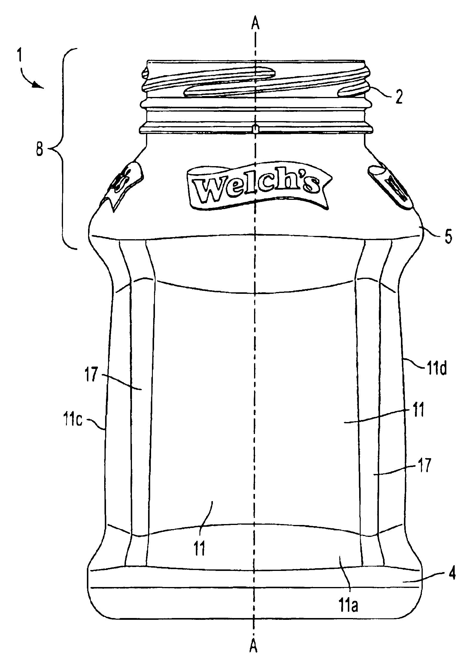 Container with flexible panels