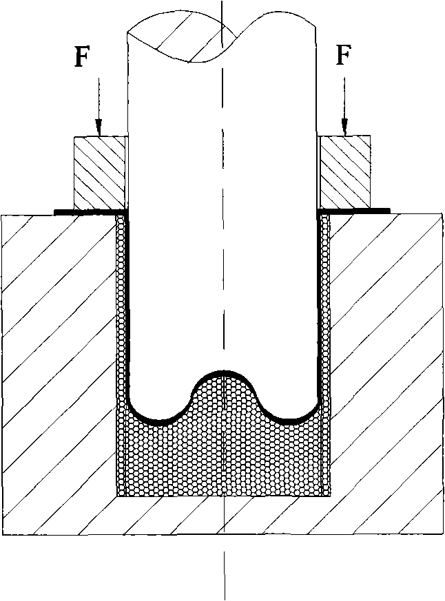 Sheet metal rigid particles or compressible powder half-module shaping technique