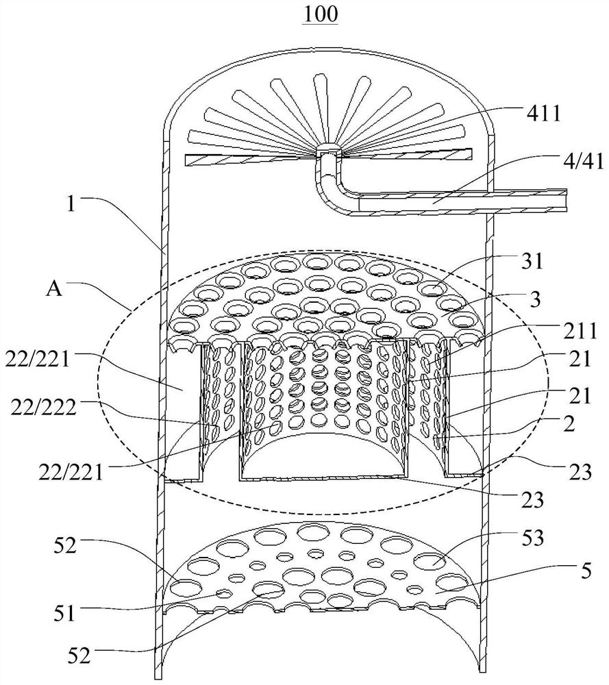 Condensation device and automobile exhaust emission system