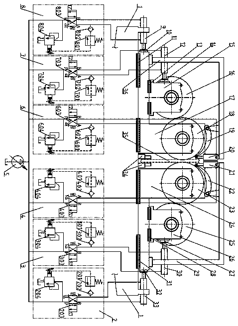 Hydraulic roller coating device with accurate coating thickness