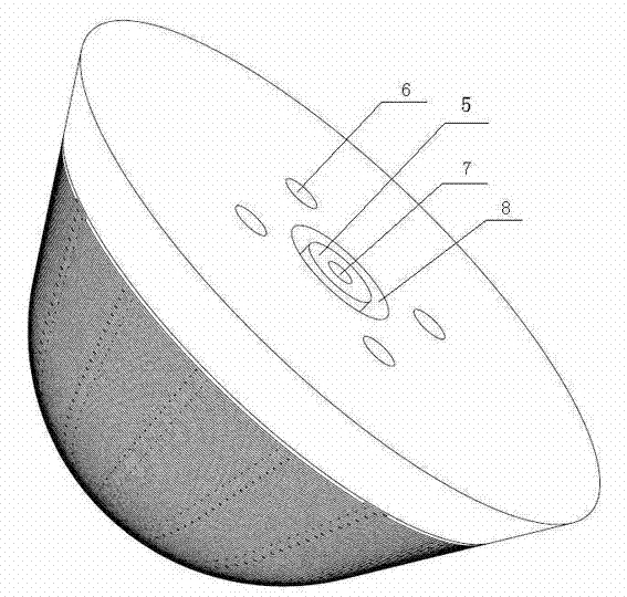 A mosaic laminate side spray nose cone