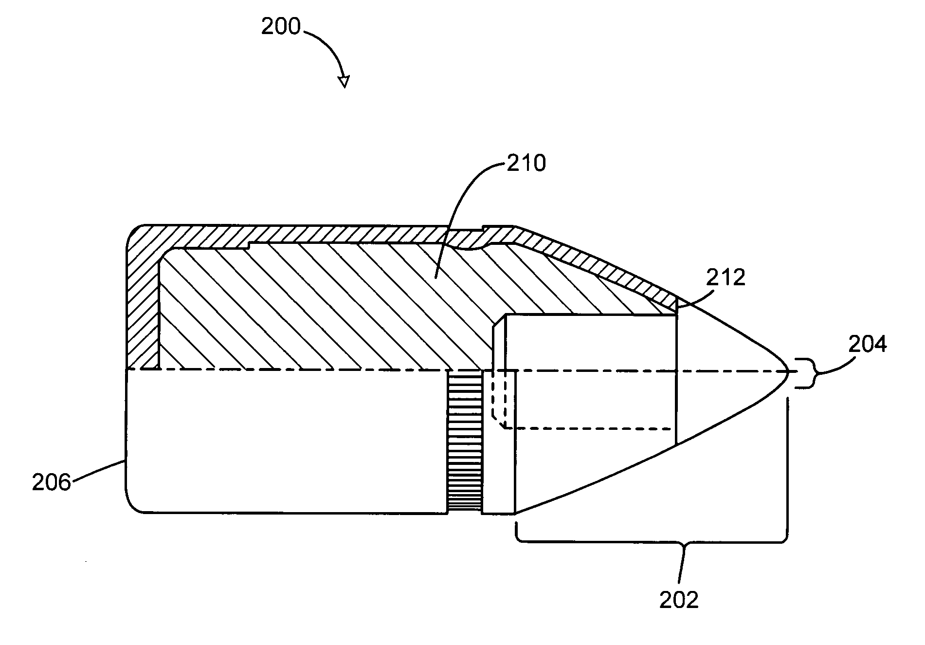 Rifle cartridge with bullet having resilient pointed tip