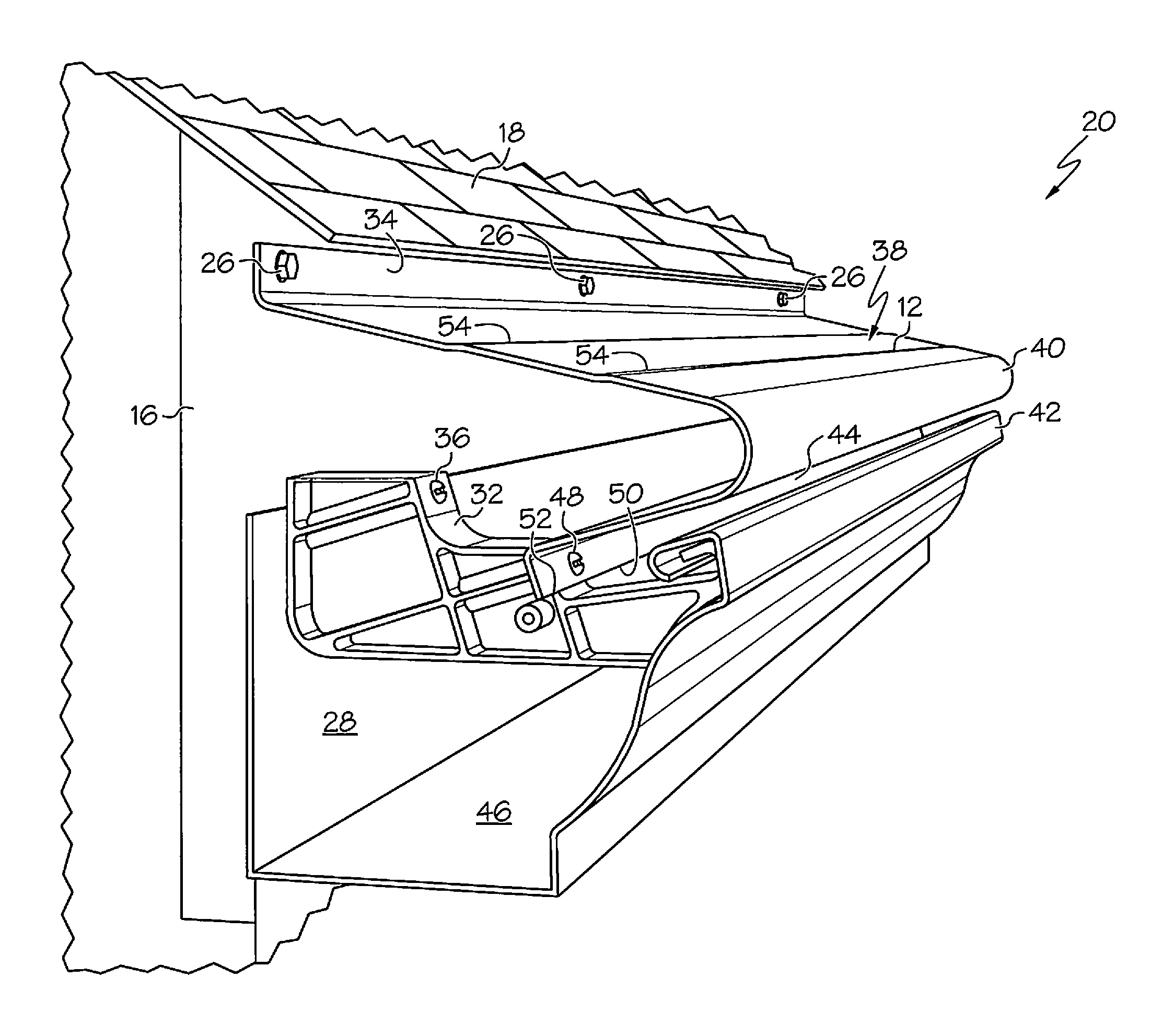 Covered rain gutter assembly