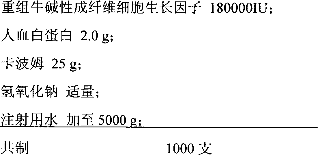 Recombination cattle alkaline fibroblast growth factor gel