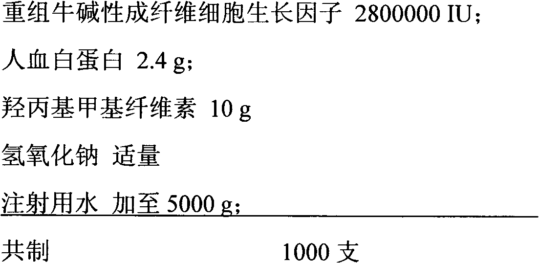 Recombination cattle alkaline fibroblast growth factor gel