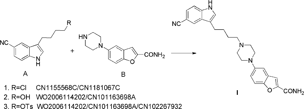 Preparation method of antidepressant drug-vilazodone