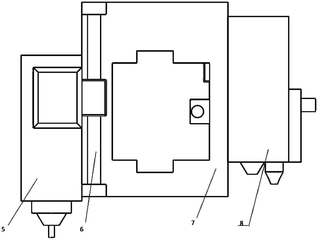 Five-axis additive manufacturing and subtractive manufacturing compound machining device