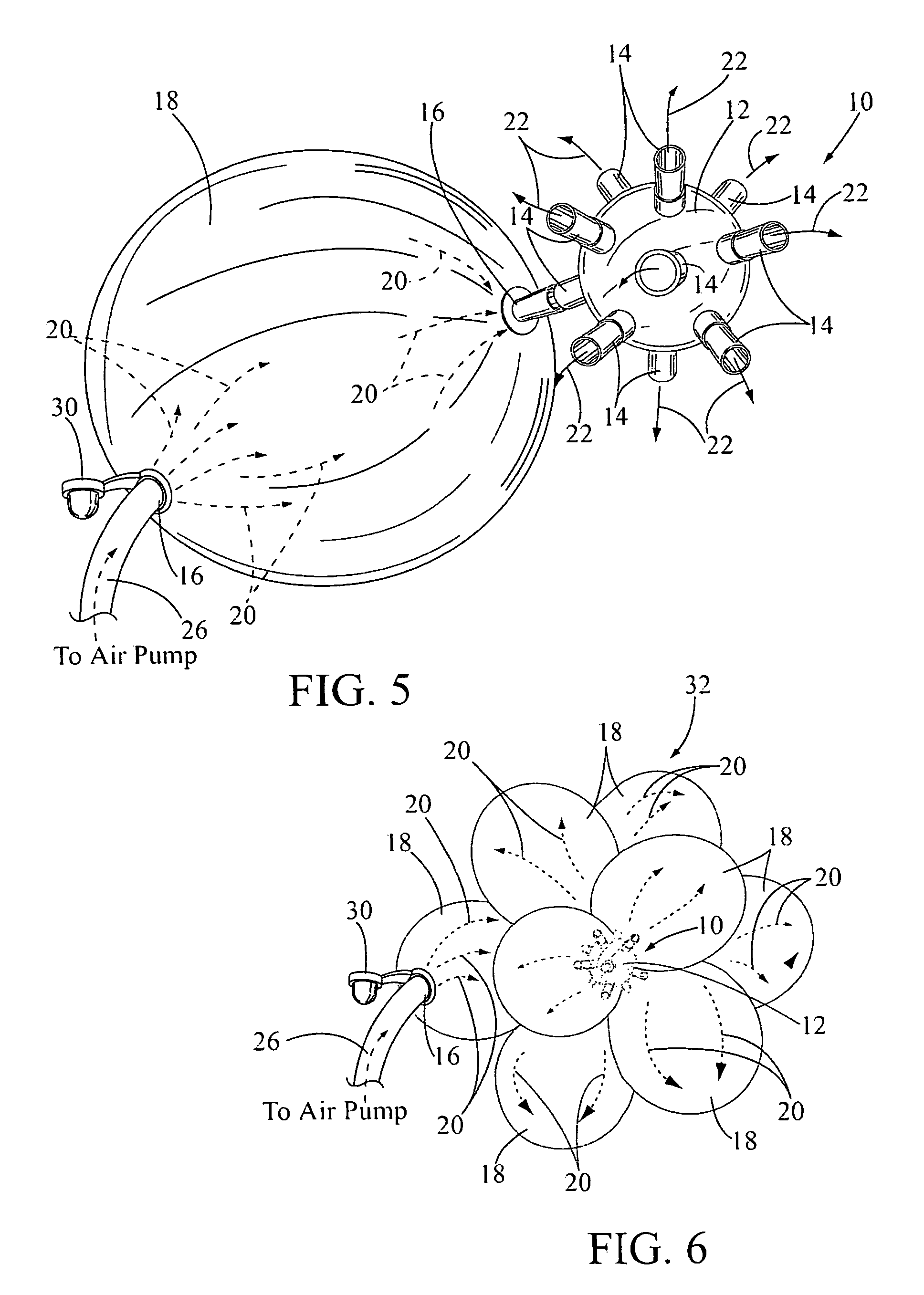 Air manifold attached to a plurality of balloons for inflating and deflating a balloon cluster used in decorative showroom and party displays