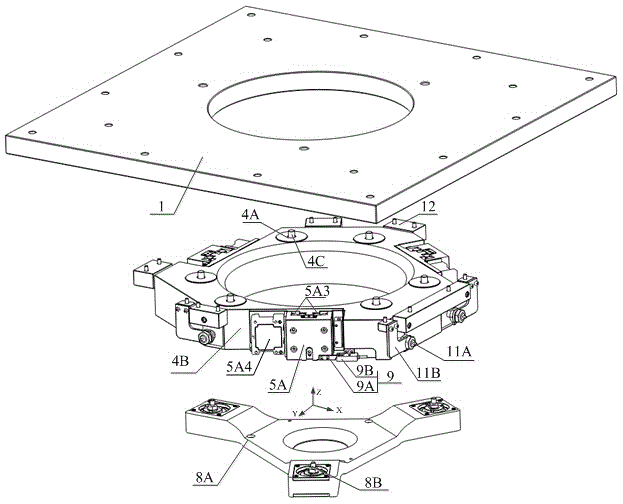 A three-degree-of-freedom precision adjustment device based on eccentric structure